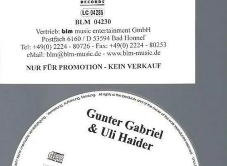 CD--Gunter Gabriel Uli Haider-- Ehrbares Mädchen  / Promo ansehen