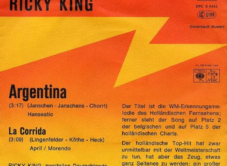 "7"", Single, Promo Ricky King - Argentina" ansehen