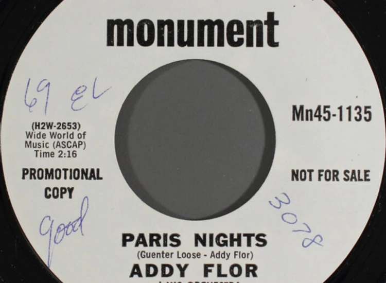 "7"", Promo Orchester Addy Flor - Paris Nights" ansehen