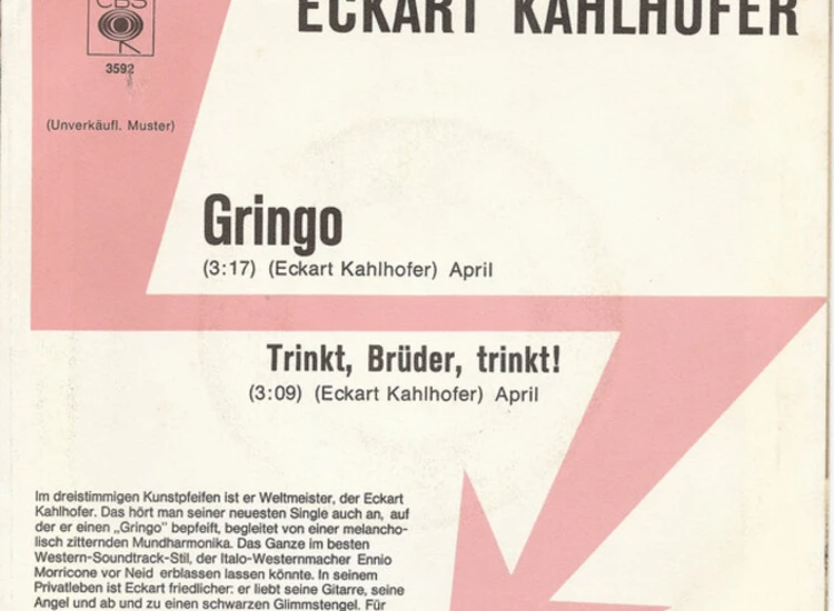 "7"", Single, Promo Eckart Kahlhofer - Gringo" ansehen