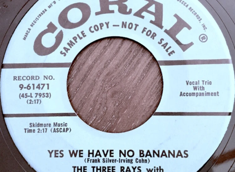 "7"", Single, Promo The Three Rays, George Cates And The All-Star Guitars, George Cates And His Orchestra - Yes We Have No Bananas" ansehen