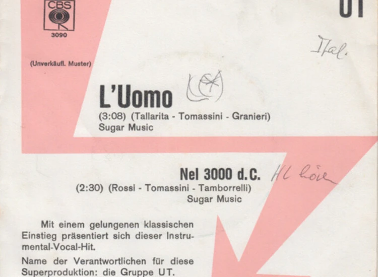 "7"", Single, Promo UT (2) - L'Uomo / Nel 3000 D.C." ansehen