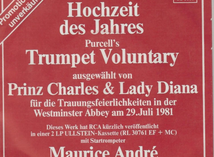 "7"", S/Sided, Single, Promo Maurice André - Trumpet Voluntary" ansehen