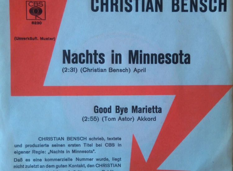 "7"", Single, Promo Christian Bensch - Nachts In Minnesota" ansehen