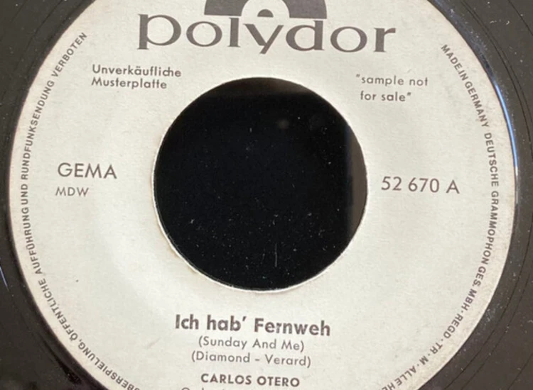 "7"", Single, Mono, Promo Carlos Otero - Ich Hab Fernweh" ansehen