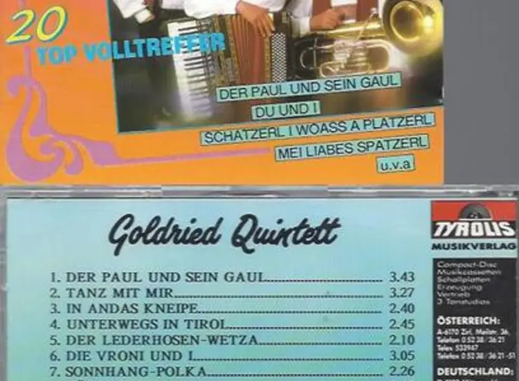 CD  Ihre Grössten Erfolge!/20 Originalaufnahmen //  Goldried Quintett ansehen