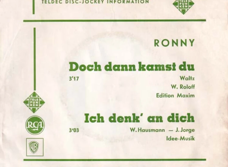 "7"", Single, Promo Ronny (4) - Doch Dann Kamst Du / Ich Denk' An Dich" ansehen