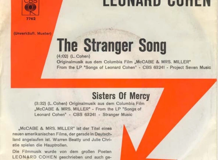 "7"", Promo Leonard Cohen - The Stranger Song" ansehen