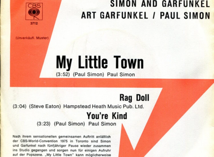 "7"", Single, Promo Simon And Garfunkel* / Art Garfunkel / Paul Simon - My Little Town / Rag Doll / You're Kind" ansehen