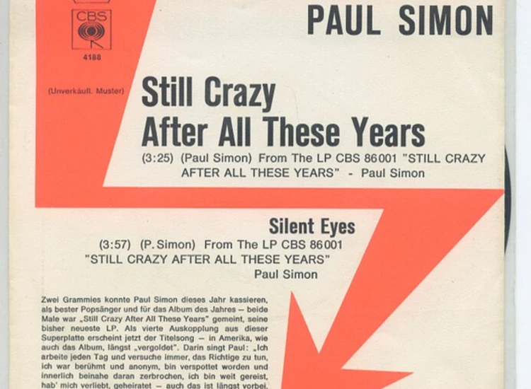 "7"", Promo Paul Simon - Still Crazy After All These Years" ansehen