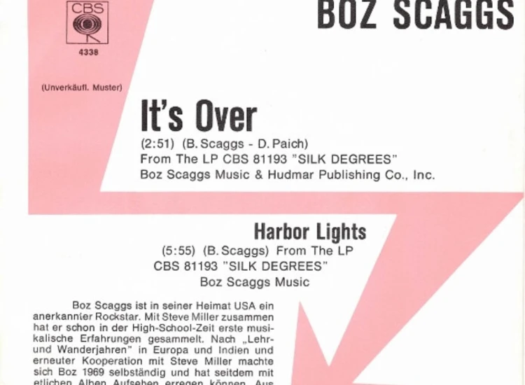 "7"", Single, Promo Boz Scaggs - It's Over" ansehen