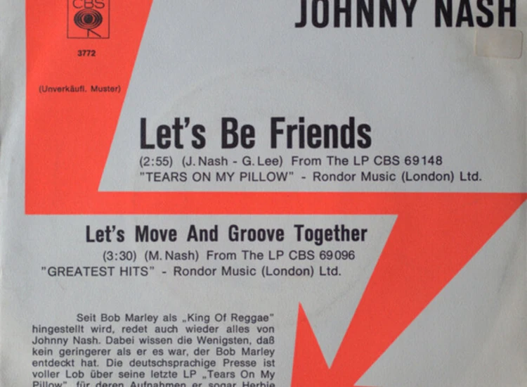 "7"", Promo Johnny Nash - Let's Be Friends / Let's Move And Groove Together" ansehen