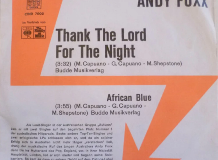 "7"", Single, Promo Andy Foxx - Thank The Lord For The Night" ansehen