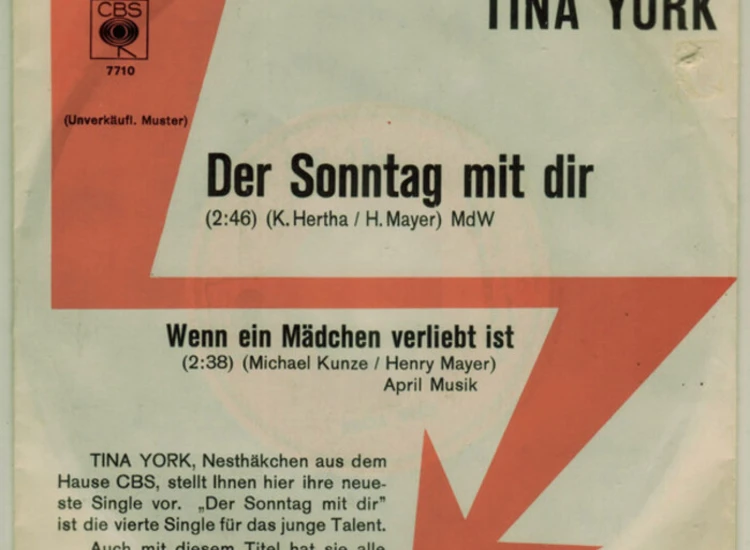 "7"", Single, Promo Tina York - Der Sonntag Mit Dir" ansehen