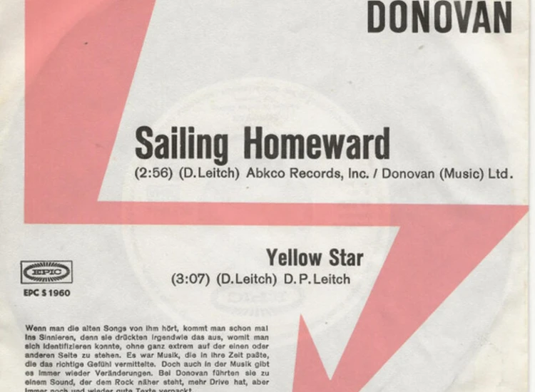 "7"", Promo Donovan - Sailing Homeward" ansehen