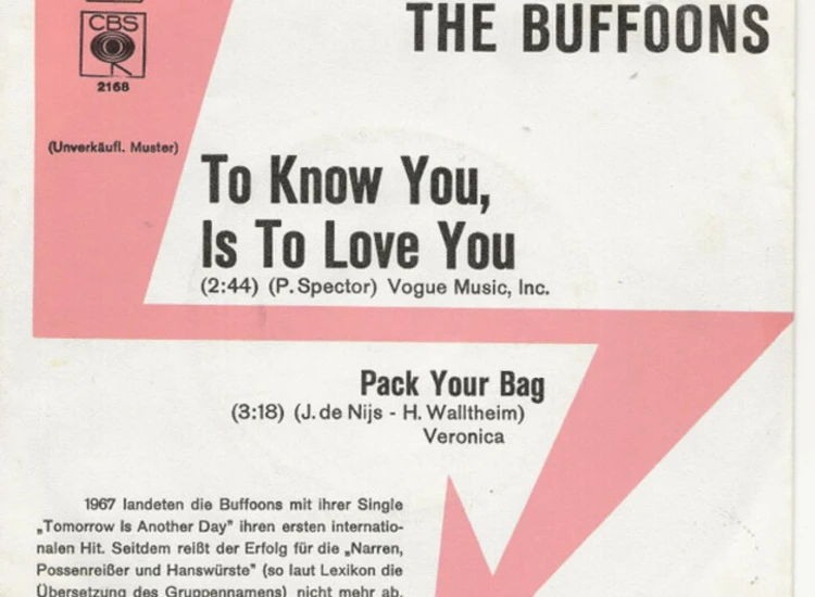 "7"", Promo The Buffoons - To Know You Is To Love You" ansehen