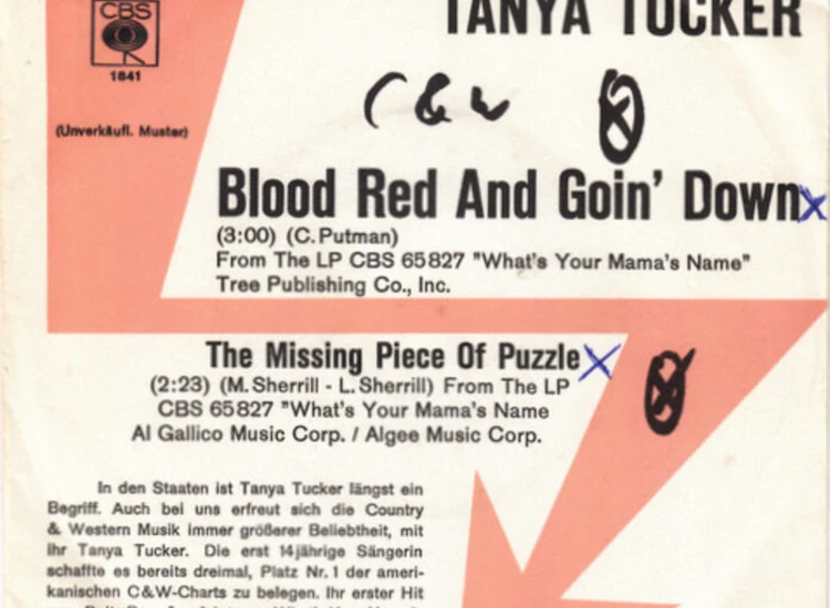 "7"", Single, Promo Tanya Tucker - Blood Red And Goin' Down" ansehen