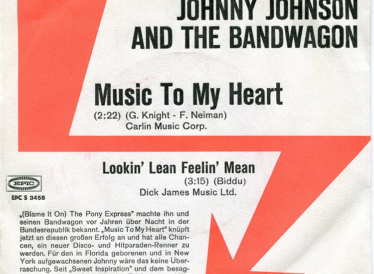 "7"", Single, Promo Johnny Johnson And The Bandwagon - Music To My Heart" ansehen