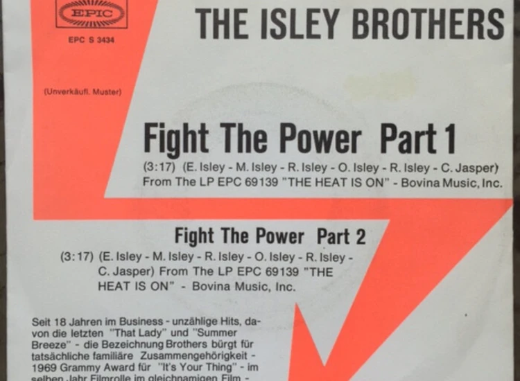 "7"", Single, Promo The Isley Brothers - Fight The Power Part 1/ Fight The Power Part 2" ansehen