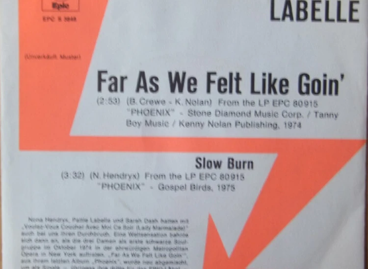 "7"", Single, Promo LaBelle - Far As We Felt Like Goin'" ansehen