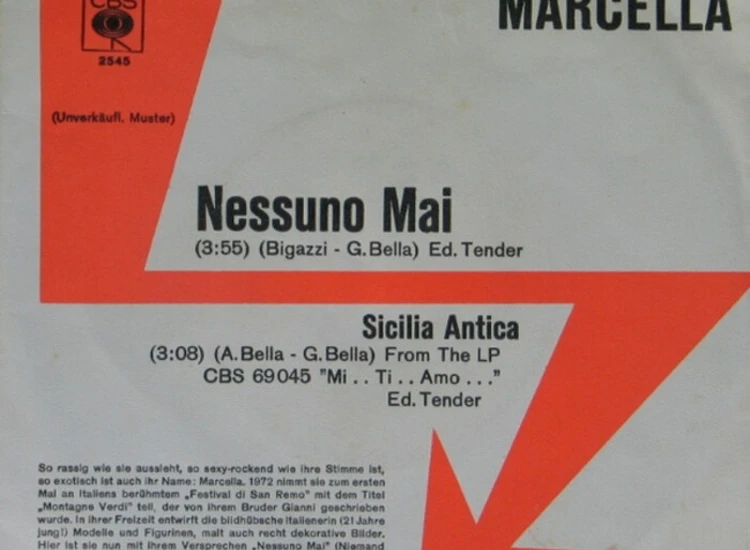 "7"", Single, Promo Marcella Bella - Nessuno Mai" ansehen