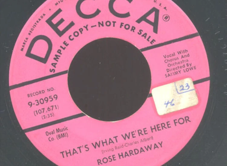 "7"", Single, Promo Rose Hardaway - That's What We're Here For / What You Don't Know Won't Hurt You" ansehen