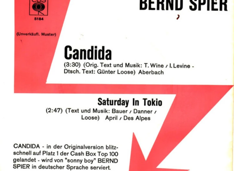 "7"", Single, Promo Bernd Spier - Candida" ansehen