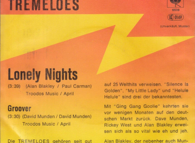 "7"", Single, Promo Tremeloes* - Lonely Nights" ansehen