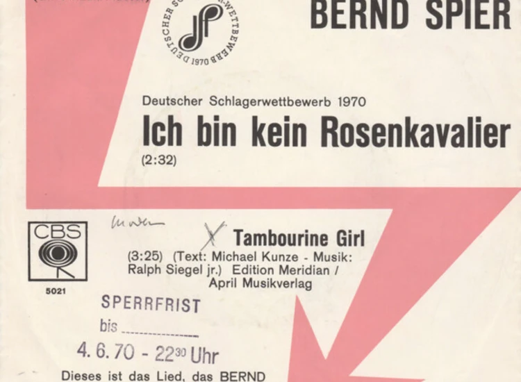 "7"", Single, Promo Bernd Spier - Ich Bin Kein Rosenkavalier" ansehen