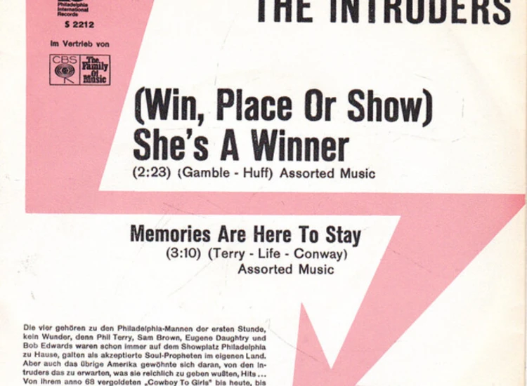 "7"", Single, Promo The Intruders - (Win, Place Or Show) She's A Winner" ansehen