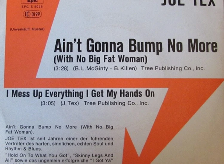 "7"", Single, Promo Joe Tex - Ain't Gonna Bump No More (With No Big Fat Woman)" ansehen