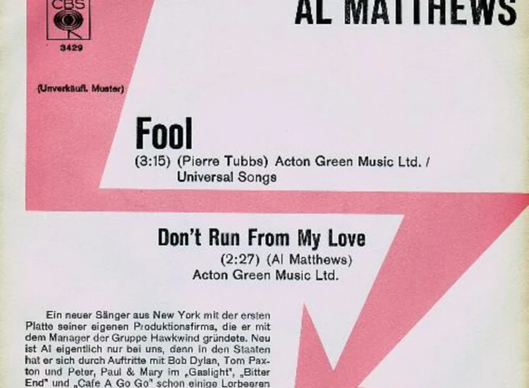 "7"", Single, Promo Al Matthews - Fool" ansehen