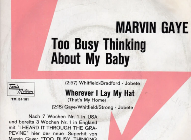 "7"", Single, Promo Marvin Gaye - Too Busy Thinking About My Baby / Wherever I Lay My Hat (That's  My Home)" ansehen