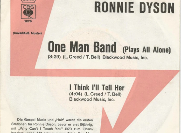 "7"", Single, Promo Ronnie Dyson - One Man Band (Plays All Alone)" ansehen