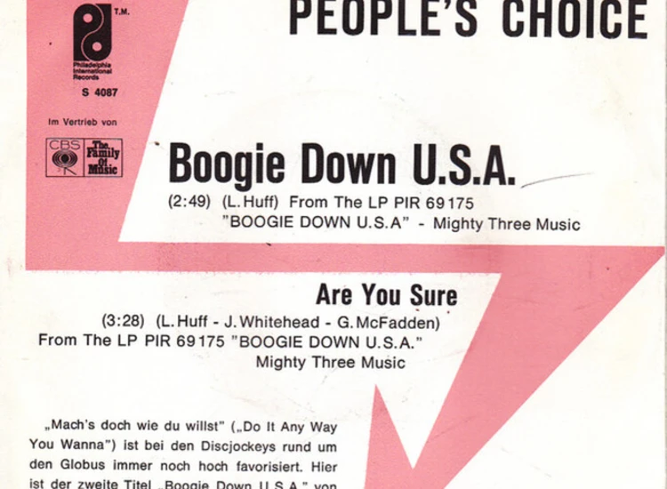 "7"", Single, Promo People's Choice - Boogie Down U.S.A. / Are You Sure" ansehen