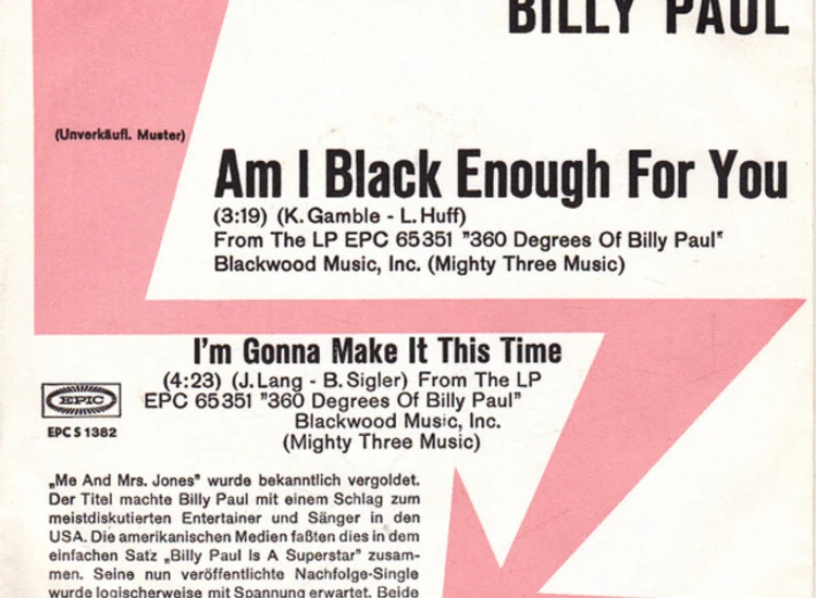 "7"", Single, Promo Billy Paul - Am I Black Enough For You / I'm Gonna Make It This Time" ansehen