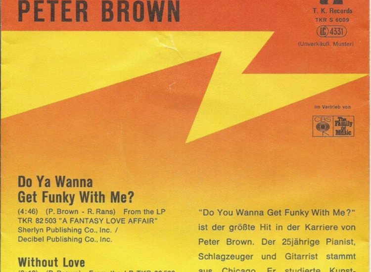 "Peter Brown (2) - Do Ya Wanna Get Funky With Me (7"", Single, Promo)" ansehen